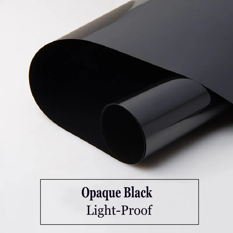 

90cm Width Opaque Black Window Film Stained Self-Adhesive Removable Privacy Protection Sun-Blocking Blackout 100% Window Film