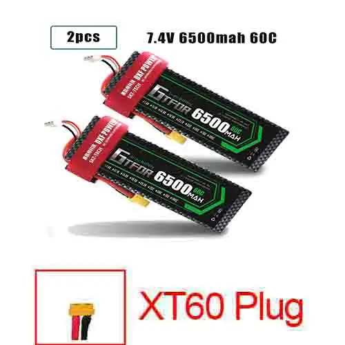 GTFDR 2 шт. 2S 7,4 V 6500 мА/ч, 6000 мА/ч, 50C 60C 120C Lipo Батарея RC Запчасти на колесиках TRX AKKU для TRX TRX4 1/10 автомобиль Радиоуправляемый Дрон вертолет - Цвет: 2PCS6500HARDXT60