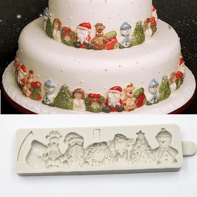 

Christmas Border Mould Silicone Mold Fondant Cake Decorating Tool Gumpaste Sugarcraft Chocolate Forms Bakeware Tools