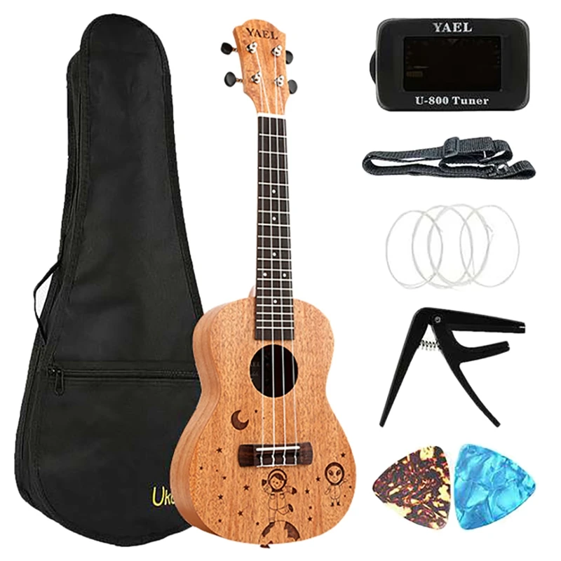 

YAEL Concert Ukulele Professional 23 Inch Mahogany Ukelele for Adult Beginner Kid Ukele Bundle with Gig Bag String Pick Tuner