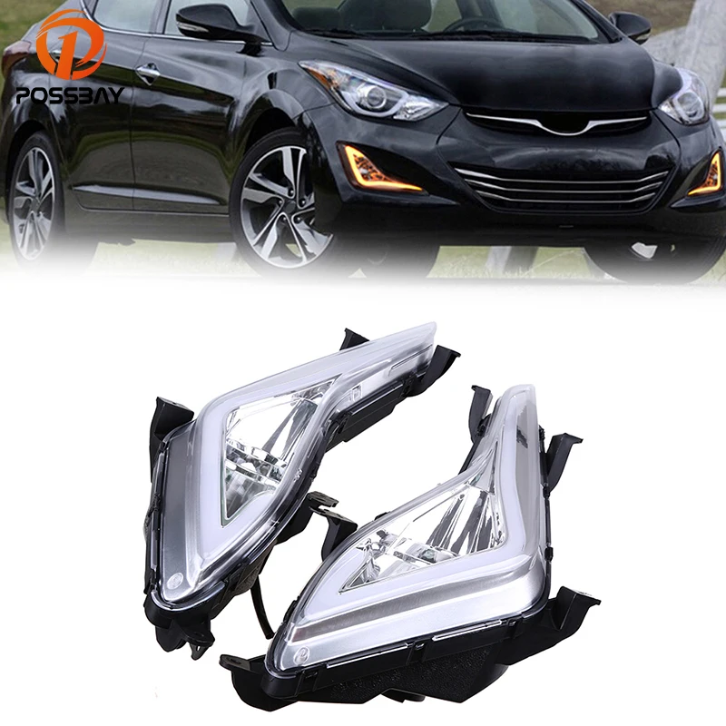 POSSBAY Белый DRL желтый указатель поворота противотуманная фара для Hyundai Elantra седан