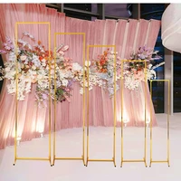 wedding props metal screen arches frame background decorative square wedding artificial flower gold plating geometry