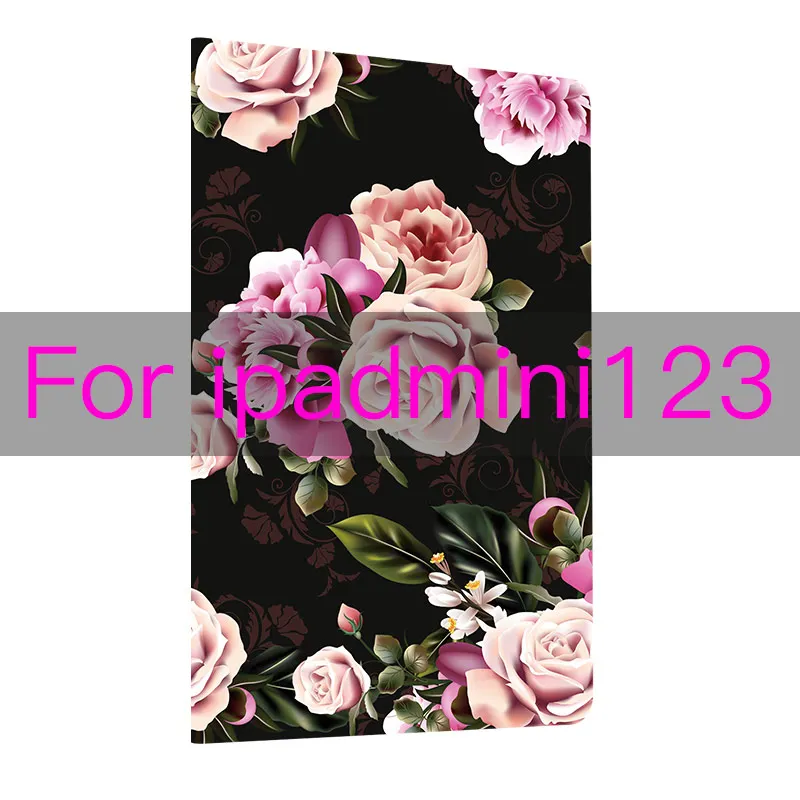 mini123-Bloom Чехол для ipad mini 1/2/3/4, жесткая задняя крышка с откидной крышкой, смарт-чехол с подставкой, чехол из искусственной кожи с милым рисунком для девочек, чехол с цветочным принтом, funda - Цвет: mini123-Bloom