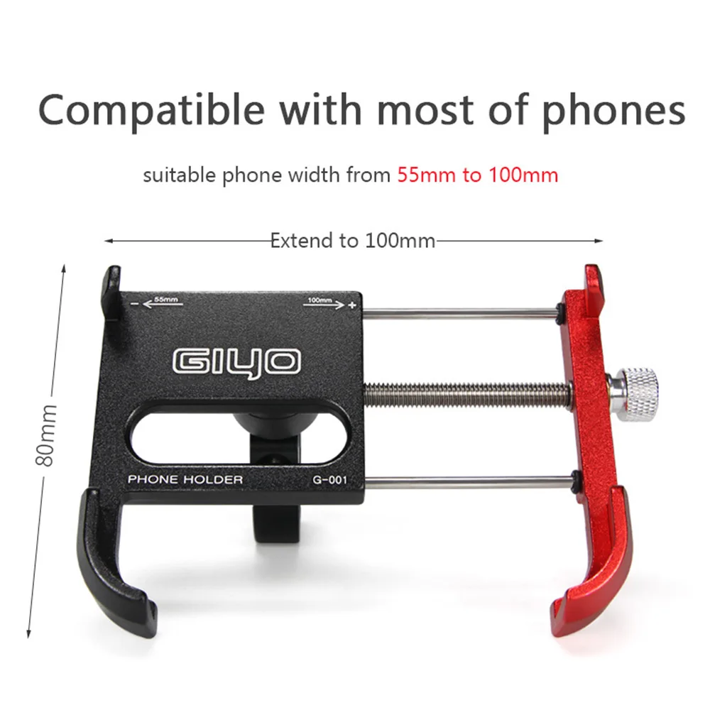 

Bike Accessories Aluminum Bicycle Phone Holder for 55-100mm Width Smartphone Adjustable Bike Phone Stand Mount Bracket Support