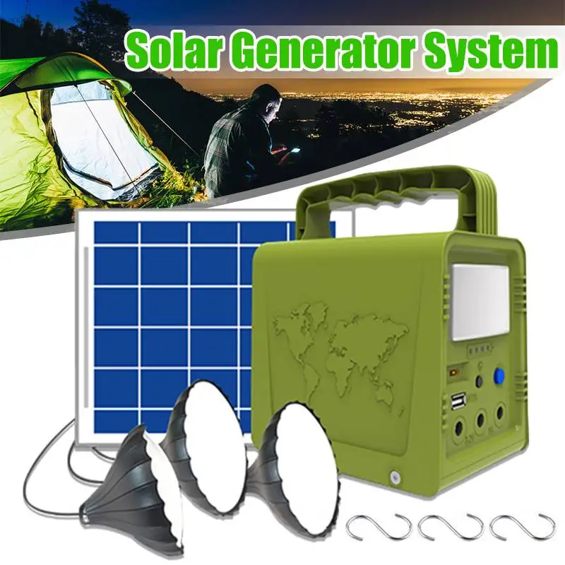 Gerador de Armazenamento de Energia Mini Solar Carregador 3 Lâmpadas Led Portátil Recarregável Casa Painel Armazenamento Geradores Sistema 5v Usb