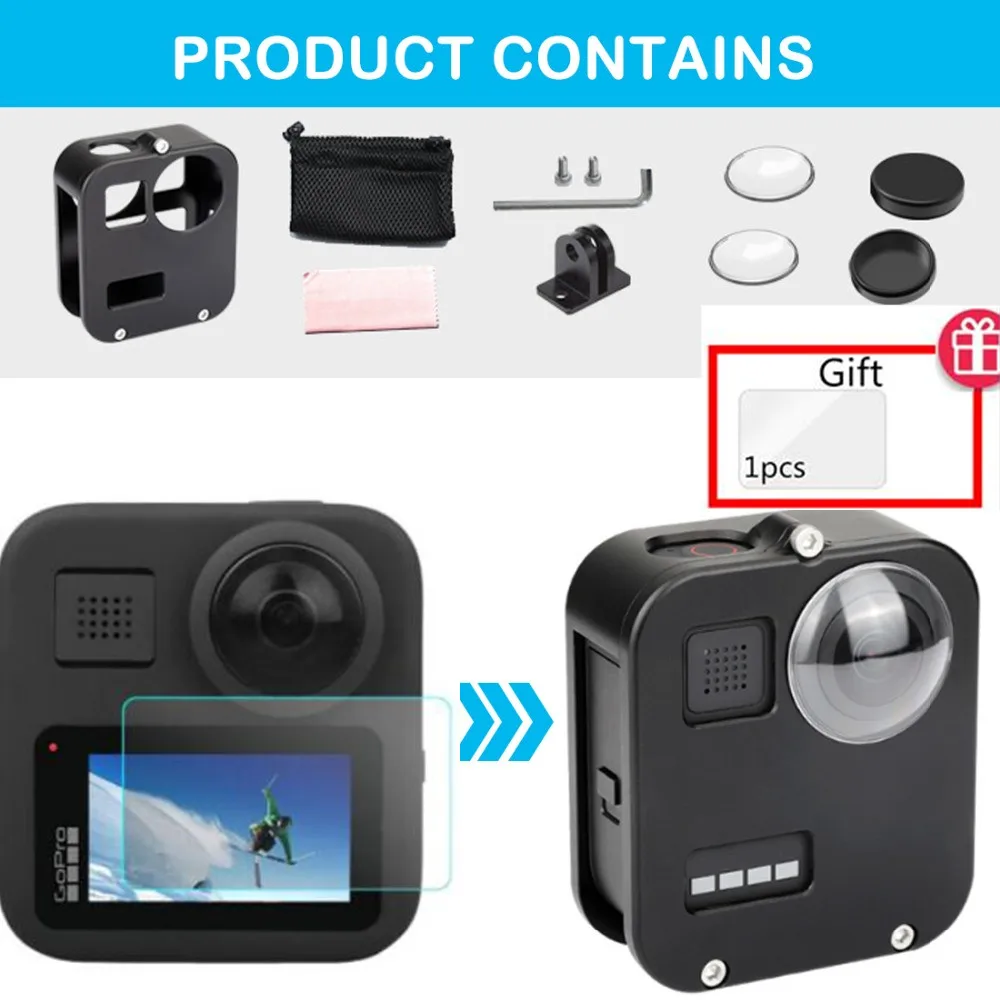 Suptig CNC алюминиевые аксессуары для Gopro Max Защитный чехол Корпус Оболочка Чехол