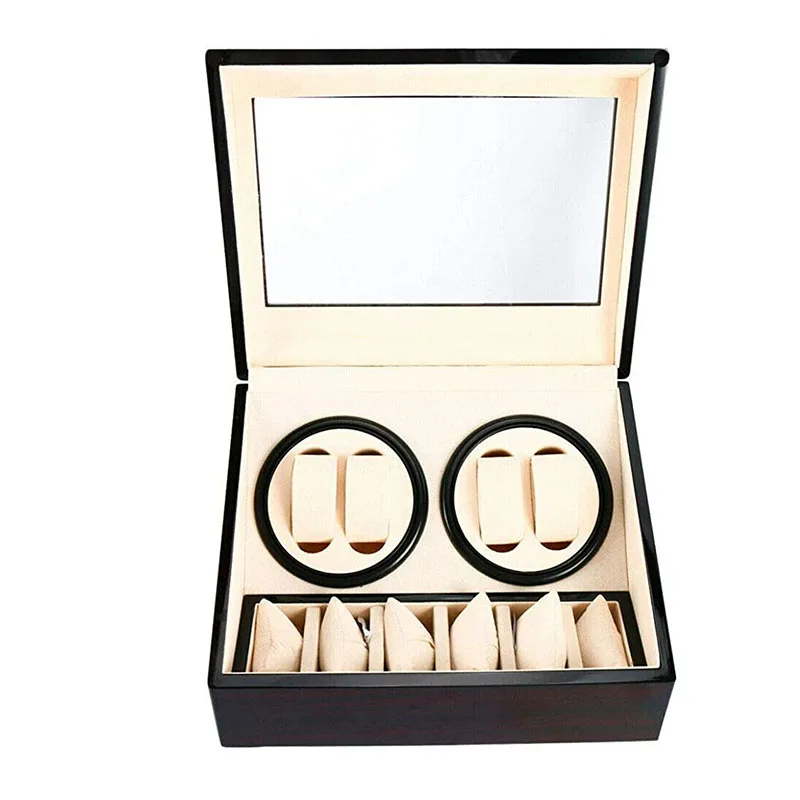 Автоматическая намотка для часов 4 + 6 деревянная коробка с блоком питания