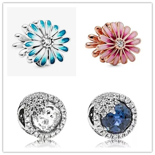 

Женский браслет и ожерелье из серебра 925 пробы, с синими маргаритками