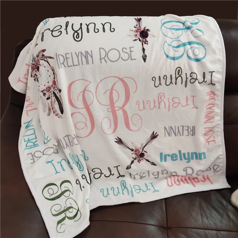 Personalized Baby Blanket Swaddling Baby Bedding Crib Swaddle Flower Cartoon Newborn Infant Gift Baby Bed Blanket Birthday Gift