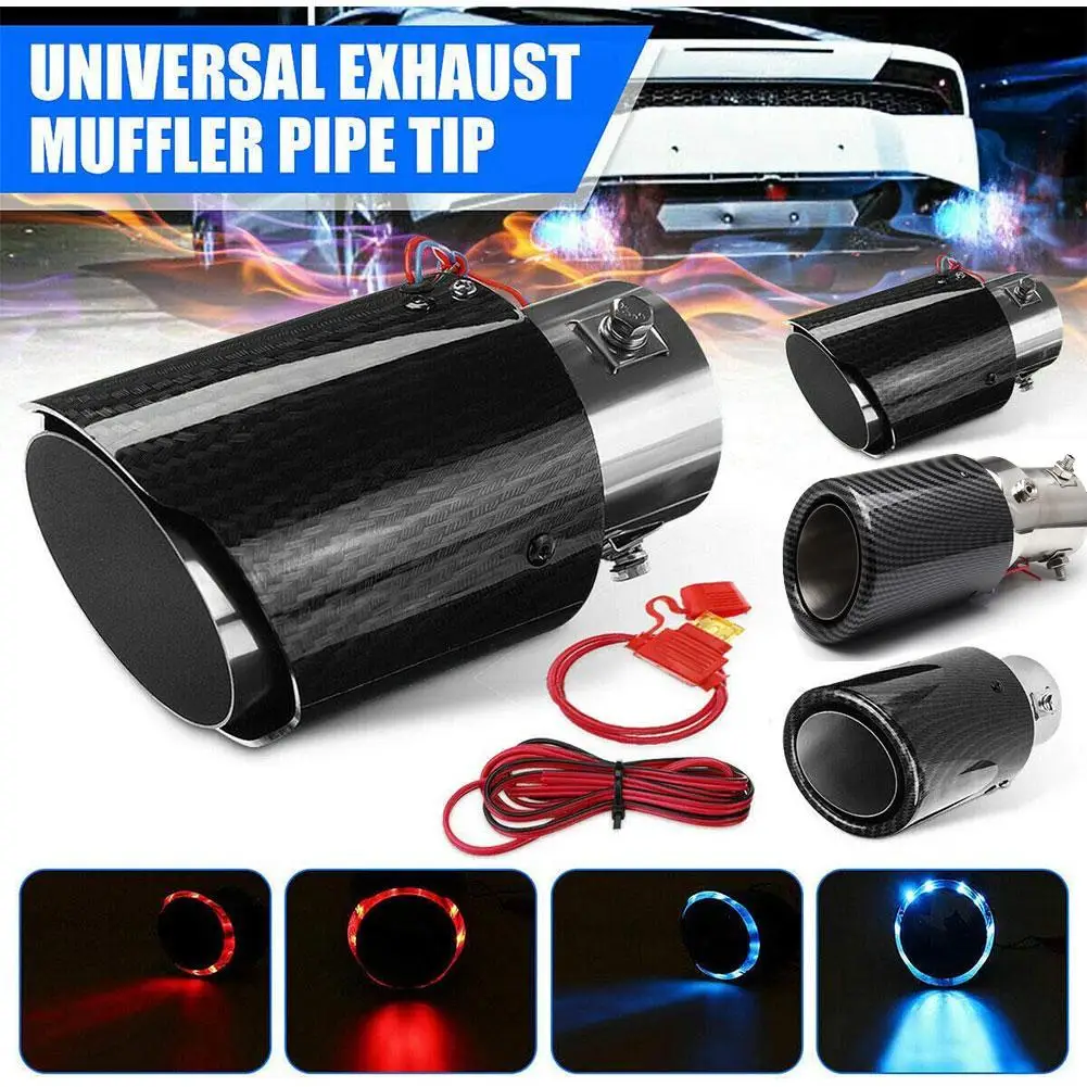 

New Universal Car Mod LED Exhaust Muffler Tip Pipe Light Flaming Straight Car Modified Single Outlet Exhaust Pipe Tail Throat