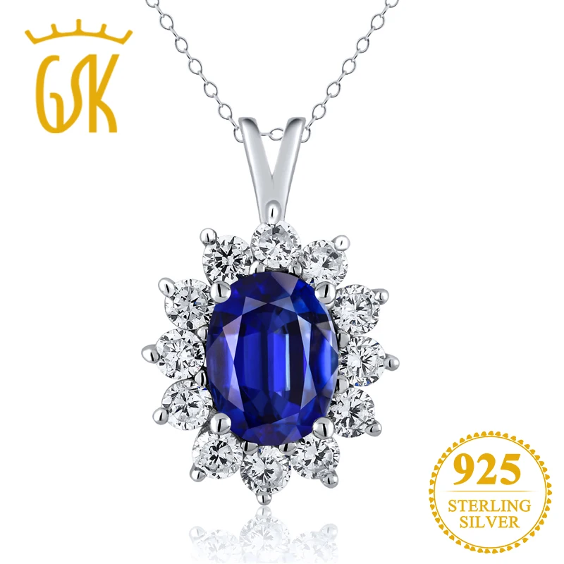 GemStoneKing Принцесса Диана кулон William 2 23 Ct ОВАЛЬНЫЙ натуральный синий Kyanite 925