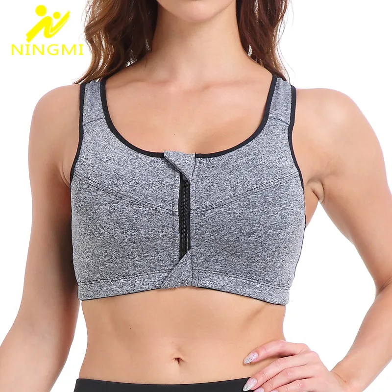 NINGMI-Sujetador deportivo con cremallera para mujer, chaleco de alto impacto, ropa interior de realce para correr, Yoga, Tops deportivos