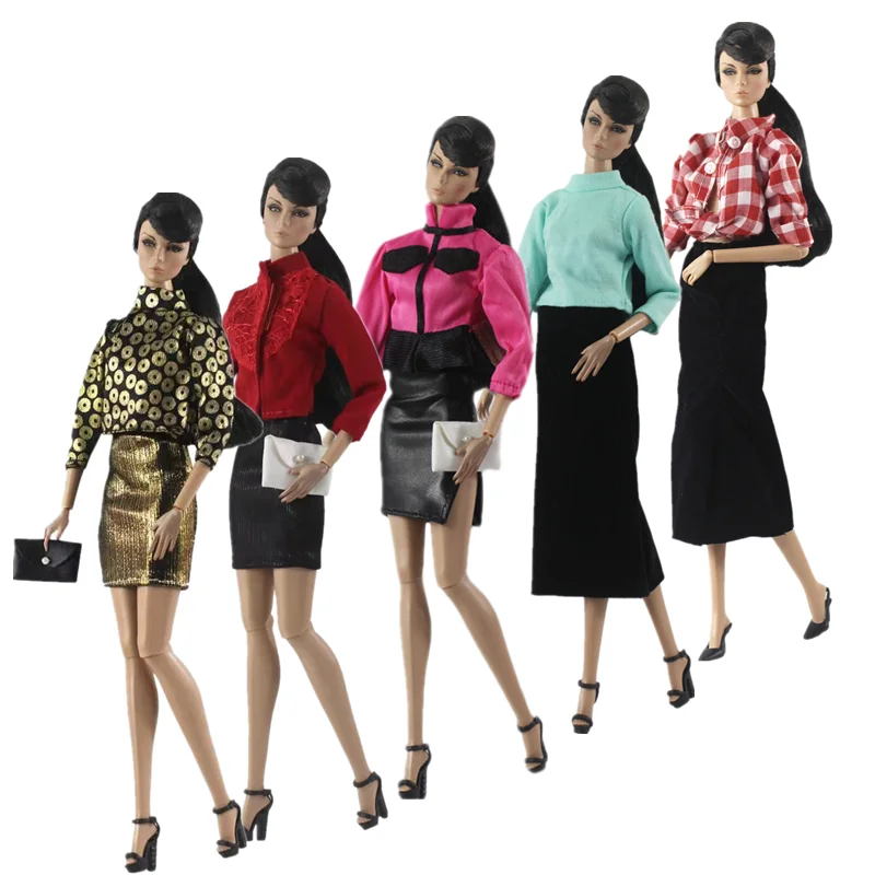 

Elegant Office Lady Work Wear Clothes Set for Barbie Doll Shirt Skirt Handbag 1/6 BJD Dolls Accessories Kids DIY Toys Girl Gift