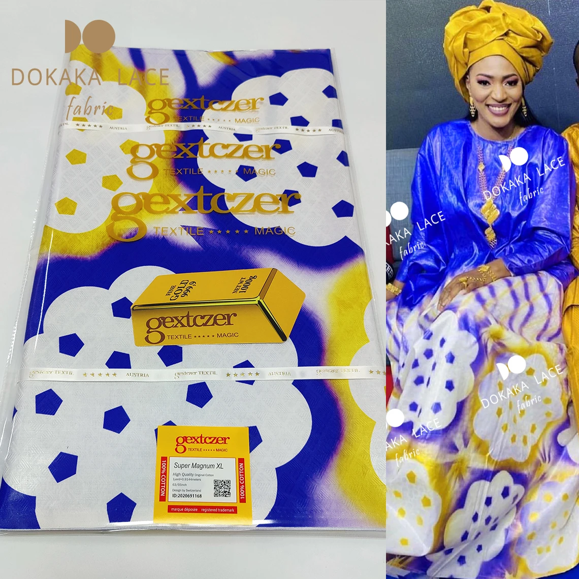 

New Arrive!!! Shining Austria Quality 2022 Basin Riche Gextczer Original Priting Sewing 100% Cotton Material Bazin Tissu 5 Yards