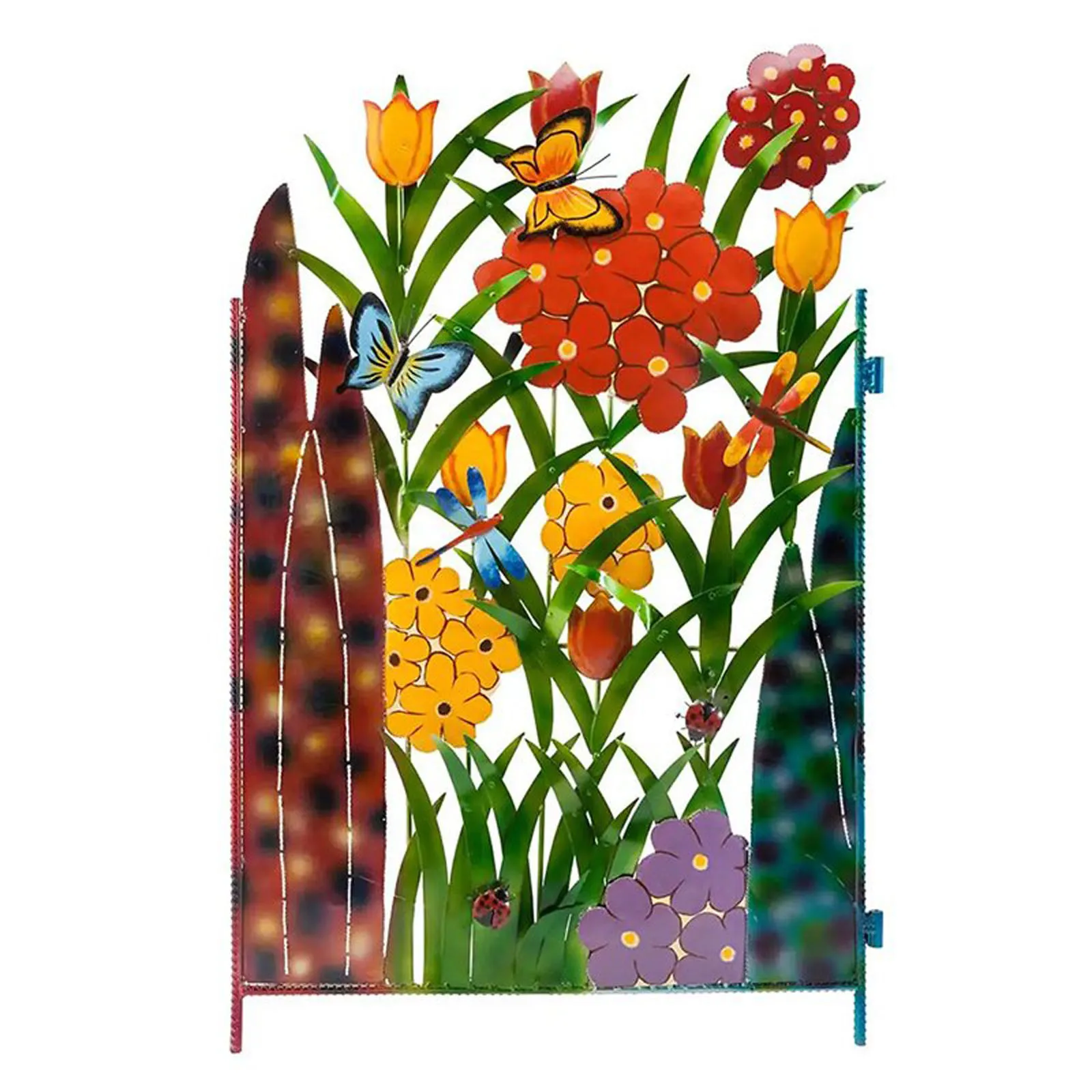 

Colorful Garden And Metal Screen 3-Panel Flower Patio Lawn & Garden Small Garden Flag Holder Flower Garden Butterflies