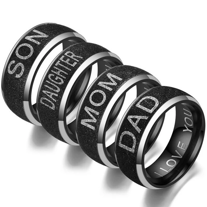 Черное кольцо из нержавеющей стали с жемчужным наполнителем кольца резьбой