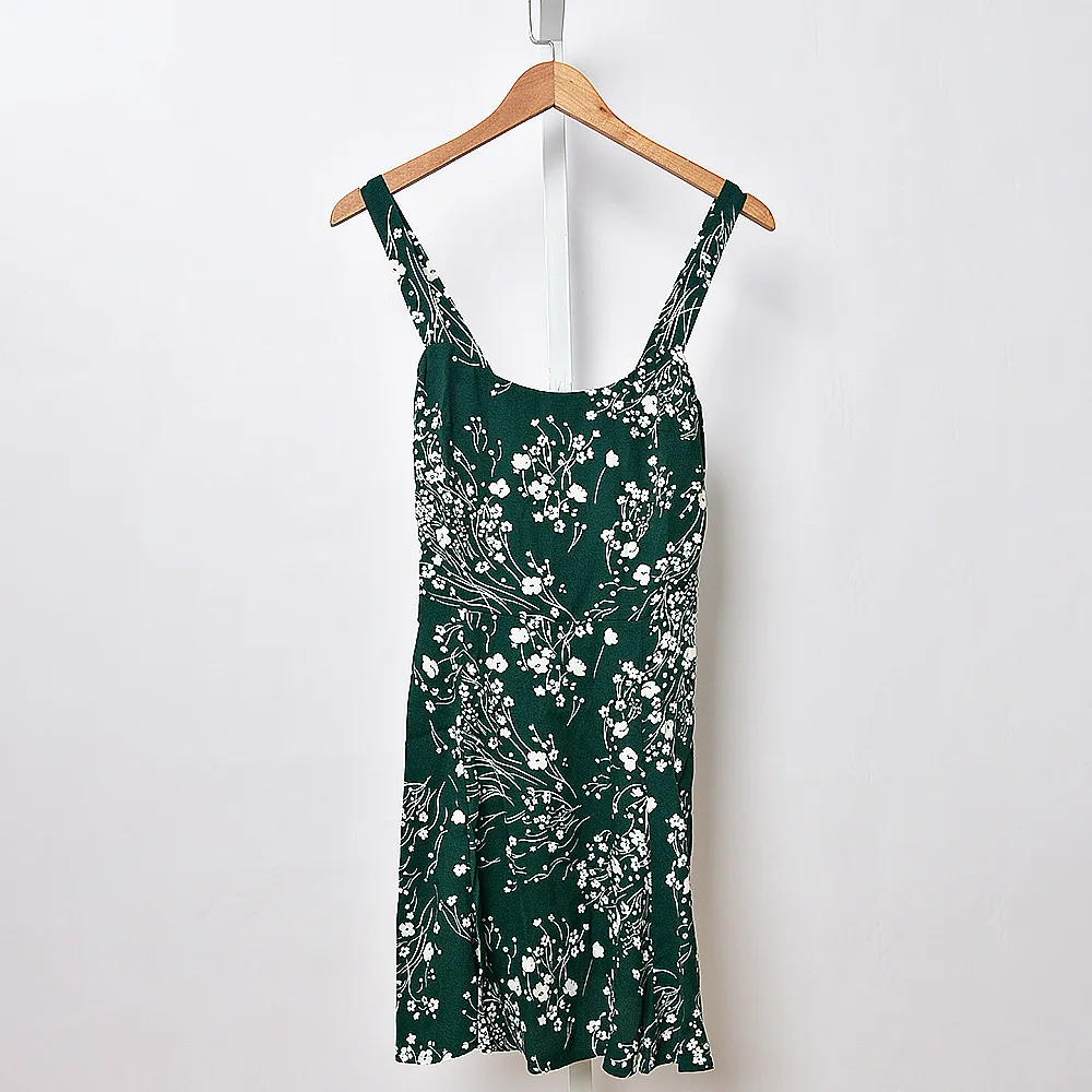 Женское винтажное платье на бретелях облегающее мини с квадратным вырезом и