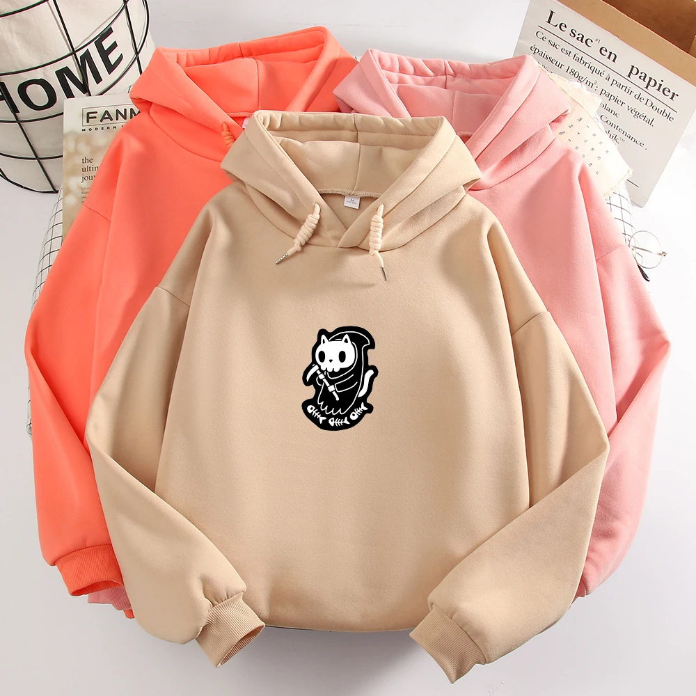 Cartoon Skull Print Sweatshirt Plus Size Women Harajuku Hoodie Kpop Style Sweetshirt for Girls Long Sleeve Hoody Fashion Clothes
