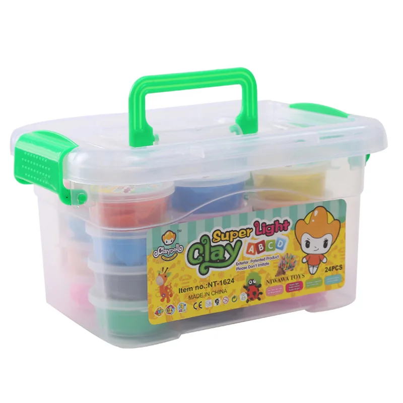 

Crystal Colored Mud Ultra-Light Clay Plasticene Creative Handmade DIY Mud 24-Color Foam Glue Ultra-Light Clay Storage Box