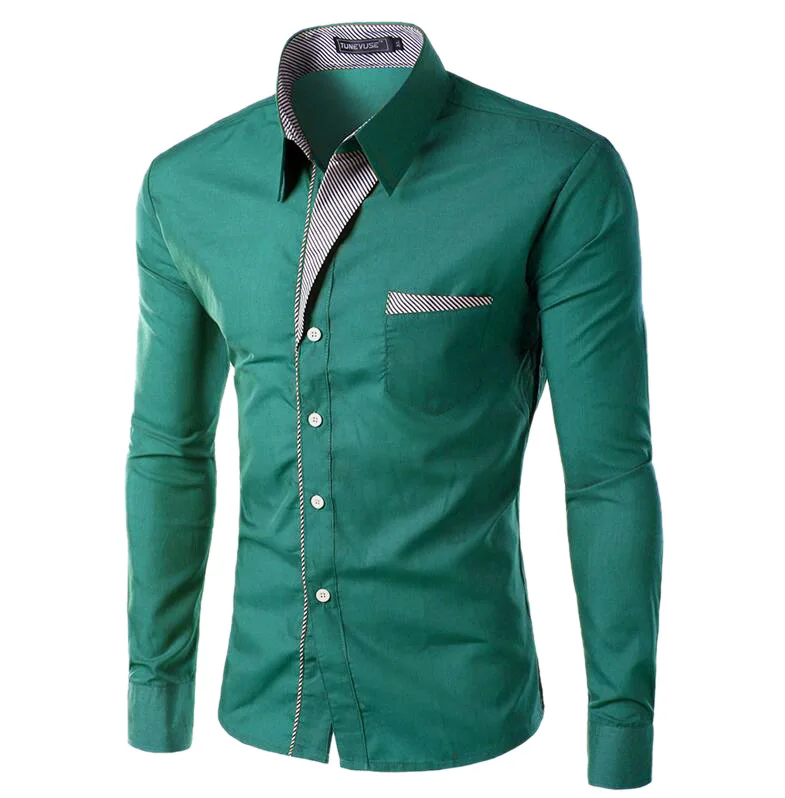 Kezera модный бренд Camisa Masculina рубашка с длинными рукавами для мужчин корейский тонкий дизайн формальная повседневная мужская рубашка Размер M-4XL - Цвет: Зеленый