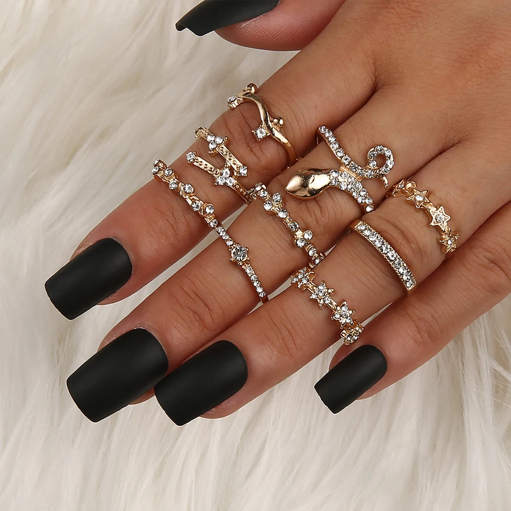 

Modyle Vintage Crystal Rings For Women Knuckle Trendy Finger Bohemian Ins Star Moon Rings Set Wedding Engagement Jewelry 2020