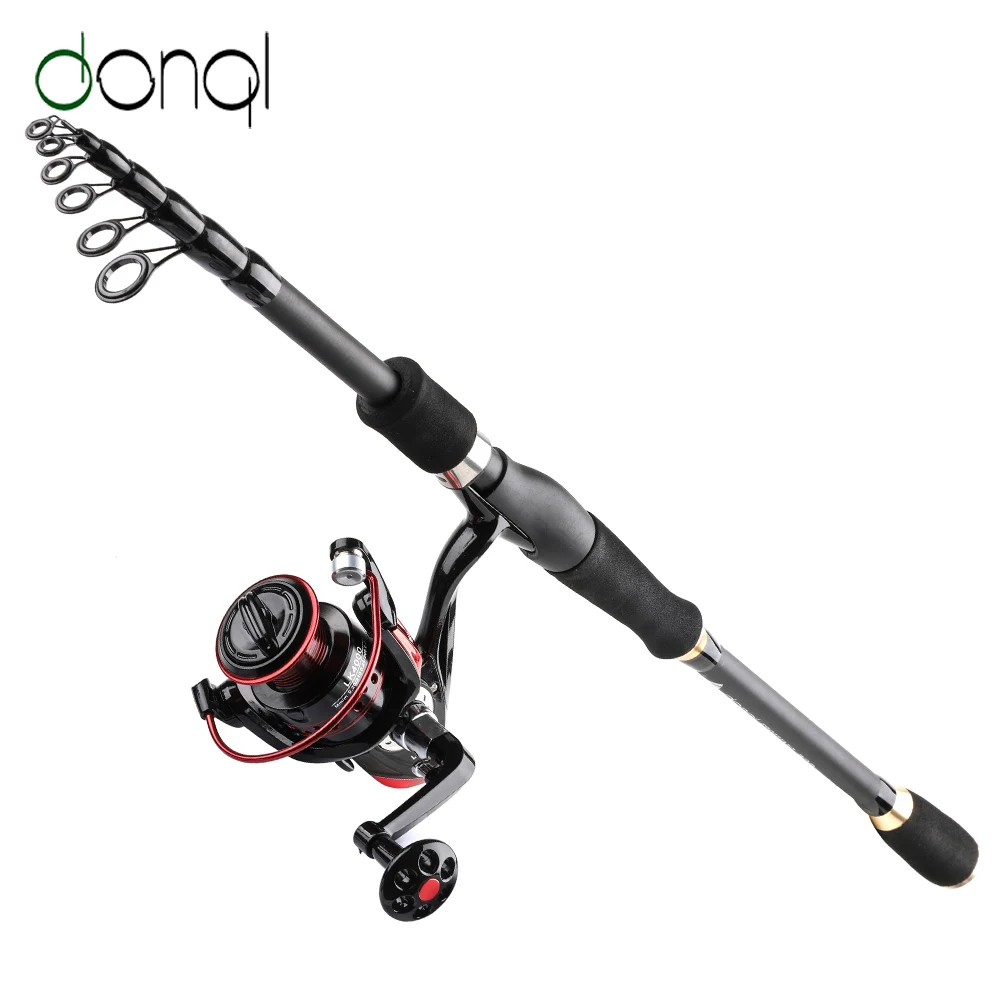 

DONQL Travel Rod Telescopic Fishing Rod Spinning Reel Combo Carp Feeder Rod 1.8-3.0m and 13 Ball Bearing Fishing Coil Rod