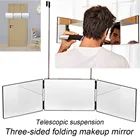 Телескопическое подвесное зеркало для макияжа тройного сложения, Портативный Регулируемый инструмент сделай сам для стрижки волос для ванной, спальни, гостиной SCIE999