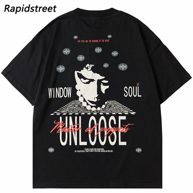 

2022 Men Oversize T Shirt Hip Hop Streetwear Dark Style Evil Letter Print T-Shirt Harajuku Cotton Short Sleeve Tshirt Tops Tees