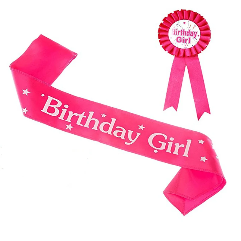 

Blue Pink Birthday Girl Boy Sash Crown Tiara Birthday Anniversary Decoration Ribbon Badge Pin for Baby Shower Party Favor Gifts