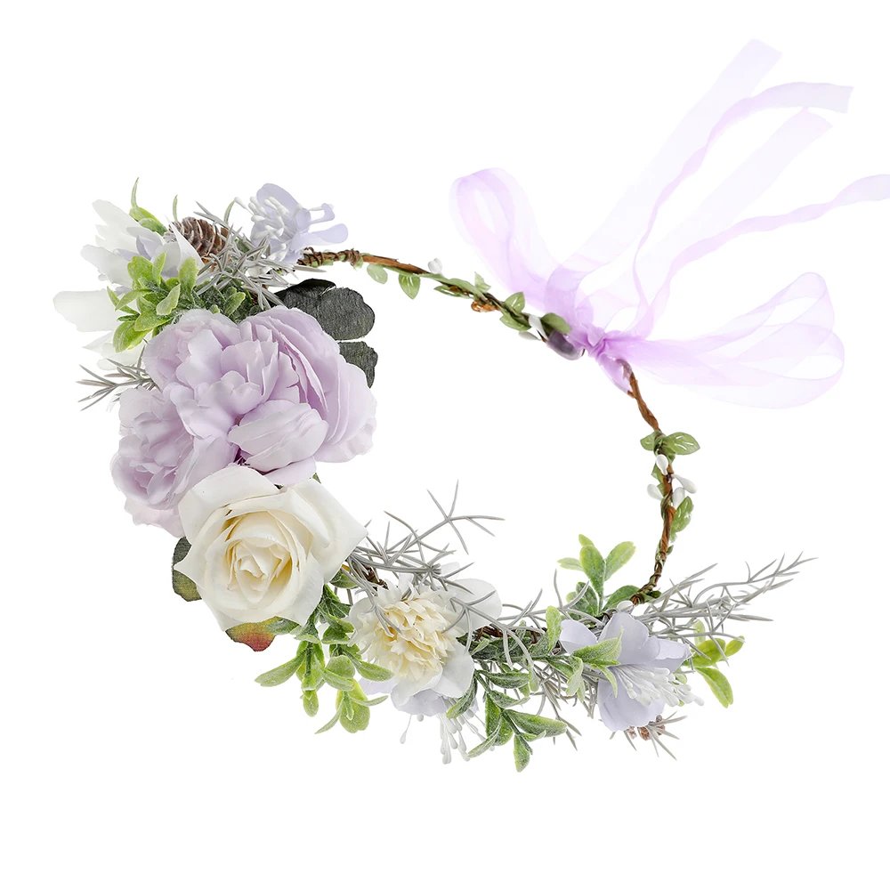 Женский цветочный венок AWAYTR свадебный на голову с цветочной гирляндой для