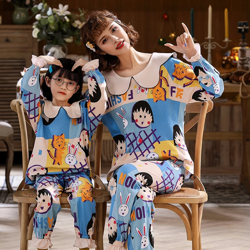 

Mom and Daughter Clothing Suit Long Sleeve Autumn Cartoon Pajamas Set for Mommy and Me Clothes Family Matching Outfits Tracksuit