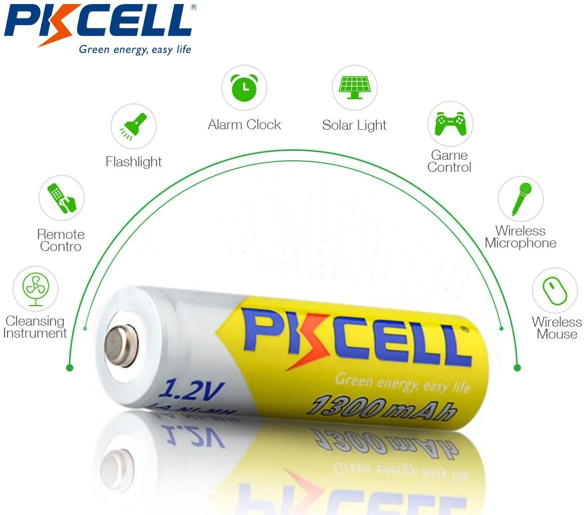 

10Pcs PKCELL AA 1.2V NIMH Rechargeable Battery aa 1300mah 1.2Volt nimh Batteries For DVD MP3 Digital Camera
