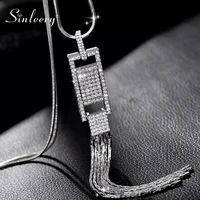 sinleery long dangle tassels pendant necklace gold silver color cube crystal inlay chain statement necklace jewelry zd1 sso