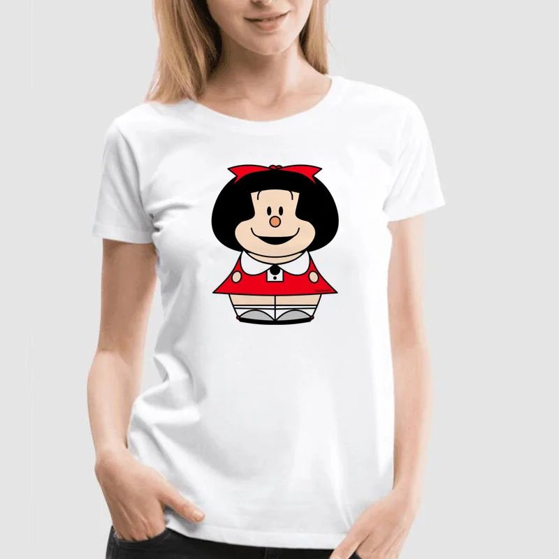 Mafalda футболка женская летняя рубашка с коротким рукавом Quino Женская забавная Милая футболка с круглым вырезом Топы футболки Camiseta 90s рубашки харадзюку