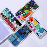 soft case for samsung s20 fe s21 for galaxy s10 s9 plus s8 note 20 ultra 10 lite phone cover watercolors set paint palette