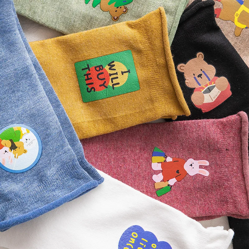 CARTELO New Solid Color Cartoon Pattern Women Socks Fashion Cute Sport Breathable Cotton Stockings Носки женские Meias Femininas
