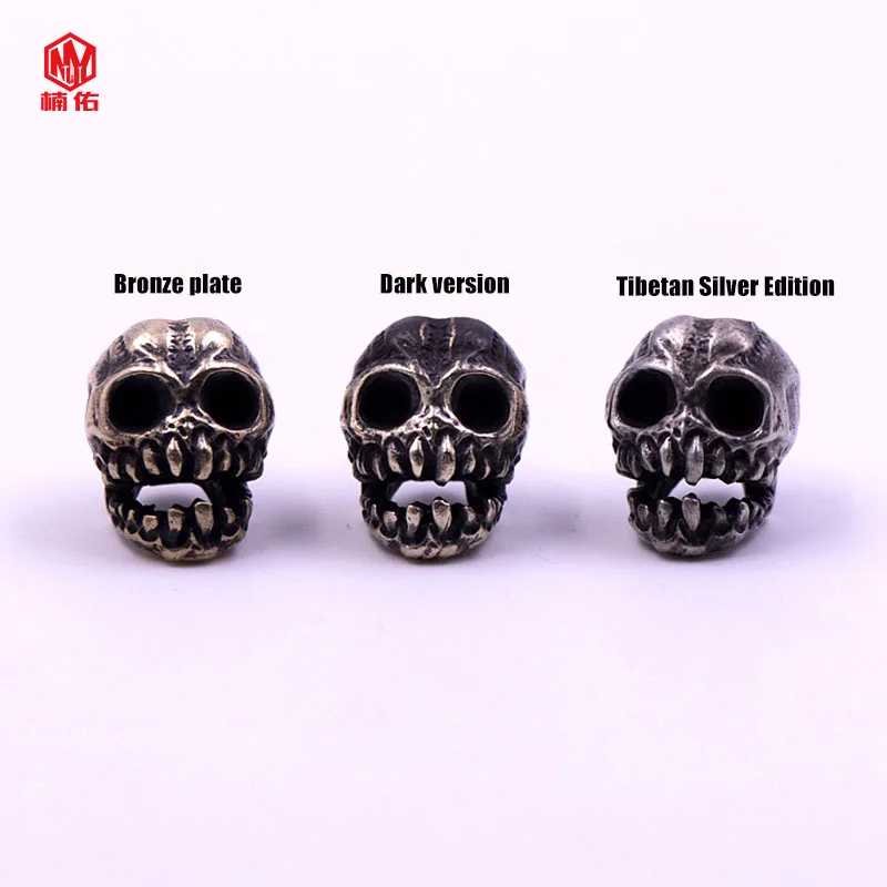 

1pc Brass Skull Knife Beads Pendant EDC Tools Outdoor Umbrella Rope Accessories Paracord Bead