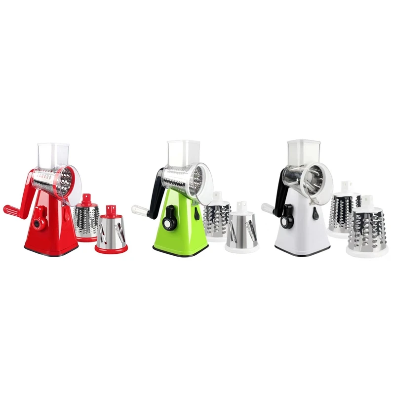 

Vegetable Cheese Grater Slicer, Rotary Chopper,Handheld Shredder Salad Slicer Multi-Use Manual Grater Grinder 2 Blades