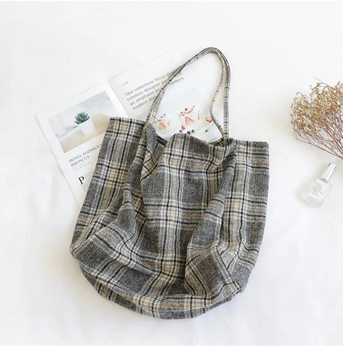 Большая Классическая клетчатая сумка-тоут школьная вместительная сумка для