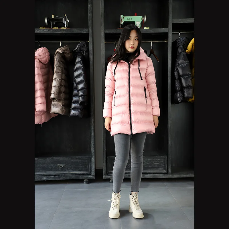 

Женский пуховик с капюшоном, повседневная трапециевидная накидка на белом утином пуху с длинным рукавом, 2021