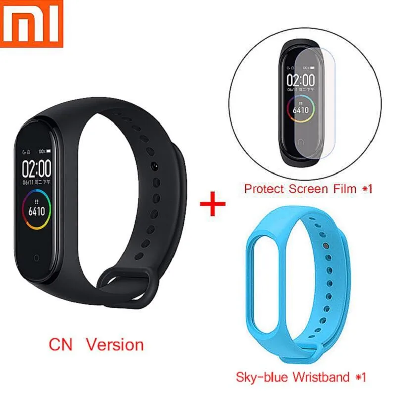 Xiaomi Mi смарт-браслет 4 фитнес-браслет MiBand 4 Частота сердечных сокращений большой сенсорный экран сообщение Smartband D30