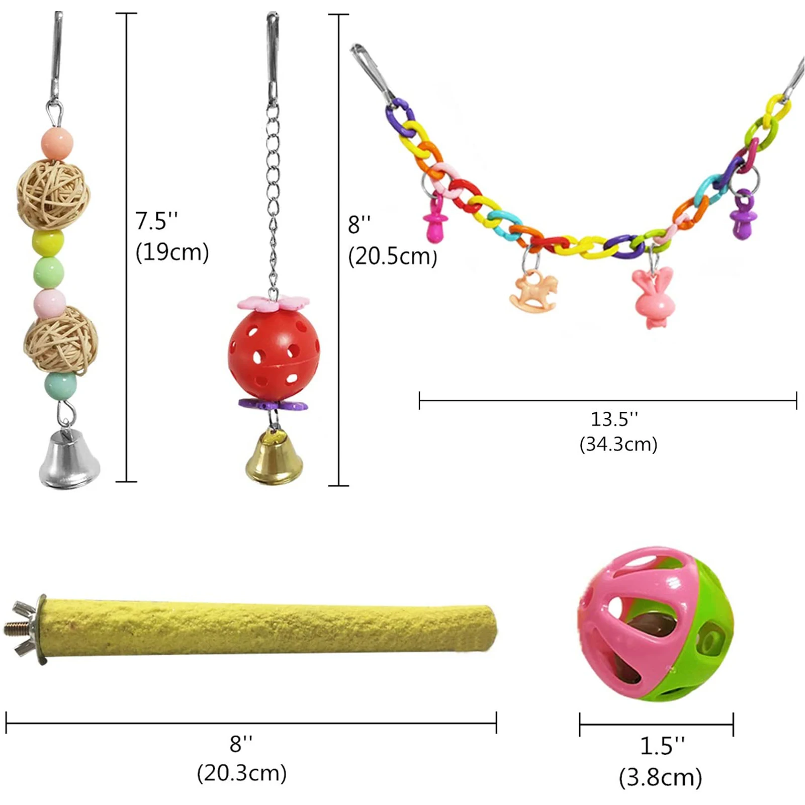 

13 Packs Bird Swing Toys Parrot Chewing Hanging Perches with Bell Pet Birds Cage Toys for Small Parakeets LXY9