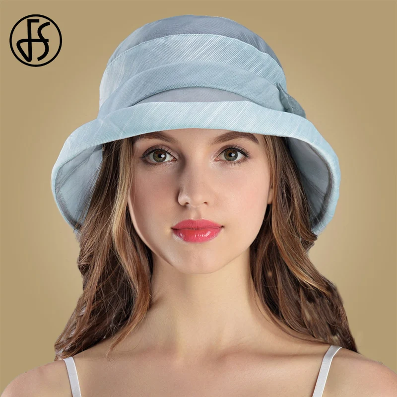 FS 2020 Новая Женская Летняя шелковая шляпа от солнца с широкими полями цветочные