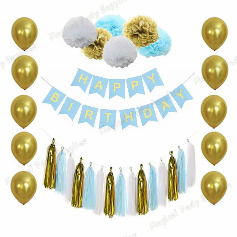 1 Набор мятный баннер для мальчиков на день рождения из салфетки кисточка