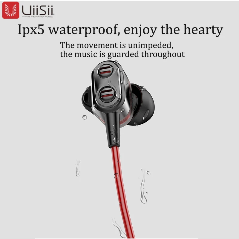 UiiSii BN90 Спортивная Беговая Беспроводная Bluetooth гарнитура HIFI гибридная технология IPX5 Водонепроницаемая CSR BT4.1 гарнитура для Android ios