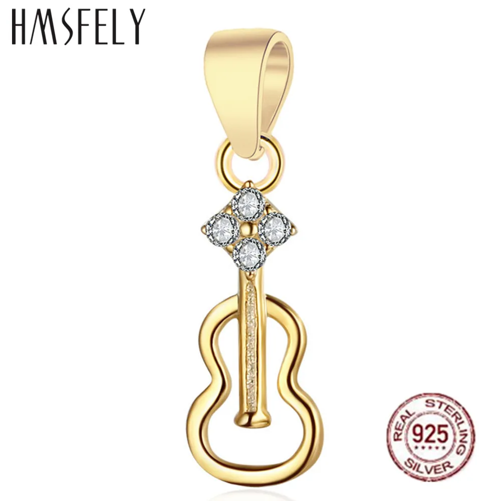 HMSFELY 925 стерлингового серебра Очаровательная гитара кулон DIY браслет аксессуары