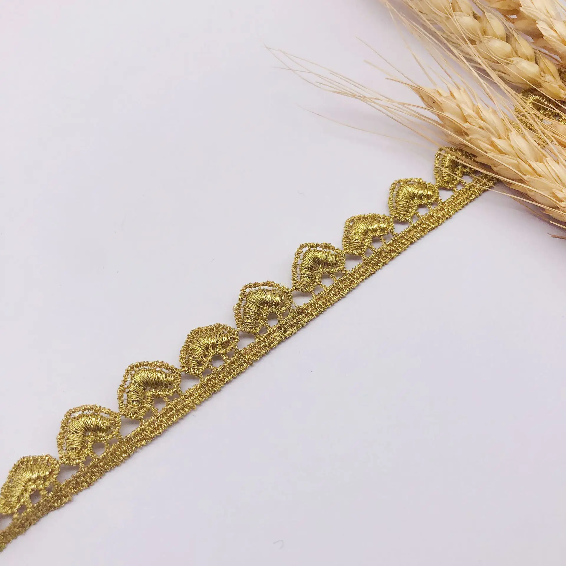 10 ярдов мягкая слоновая кость тюль сетка золотая нить Ткань Venise кружевной