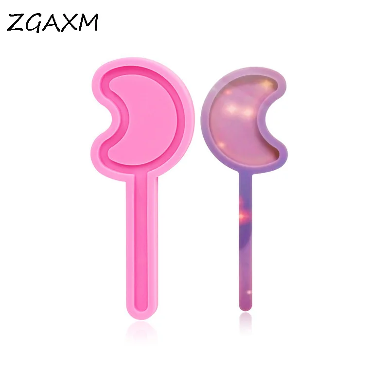 

LM 807-1-4 pcs Shiny moon wand Shaker keychain silicone mold DIY resin Made Handmade Polymer Clay Resin mold Cake Fondant mold