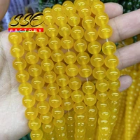 natural stone yellow jades beads round loose spacer beads diy bracelets for jewelry making needlework 4 6 8 10 12 mm 15 strand