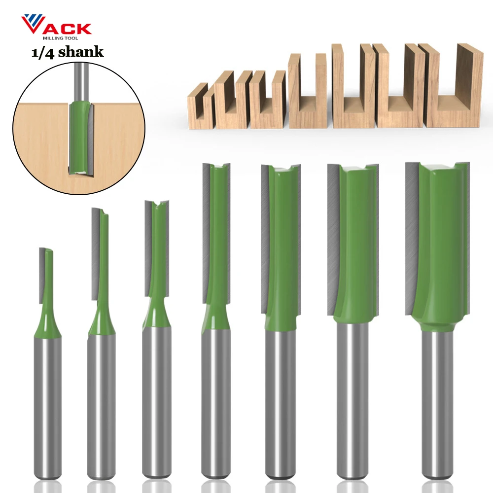 VACK 1/4 6mm Shank 2Flute Clean Straight Bit Woodworking Tools Router Set For Wood Tungsten Carbide Endmill Milling Cutter | Инструменты